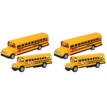 4Pcs Sturdy Alloy Yellow School Bus Toys for Boys Girls Pull Back Play