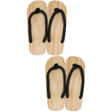 2Pairs Traditional Japanese Men Geta Sandals Wooden Kimono Clogs