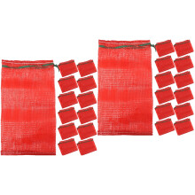 100Pcs Red Mesh Drawstring Bags Polypropylene Produce Storage