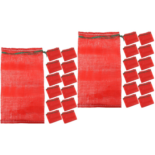 100Pcs Red Mesh Drawstring Bags Polypropylene Produce Storage