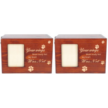 2Pcs Brown Wooden Pet Urn Storage Box for Dogs Cats Bone Ash Keepsake