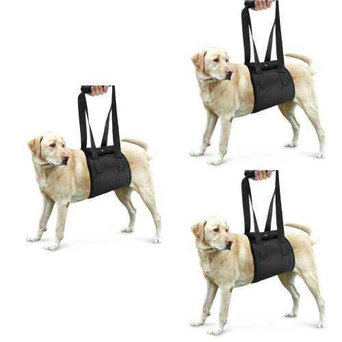 3Pcs Dog Traction Belt Black Adjustable Support for Arthritic Pets
