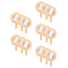 15Pcs Wooden Kids Mirror DIY Craft Unpainted Handheld Light Brown Toy