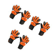 3Pairs Orange Professional PU Latex Soccer Gloves Wear-Resisting Grip