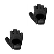 2Pcs Black Nylon Weightlifting Gloves with Wrist Support for Gym Use