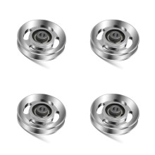 4Pcs Aluminum Lift Load Bearing Pulley Silver Fitness Accessories