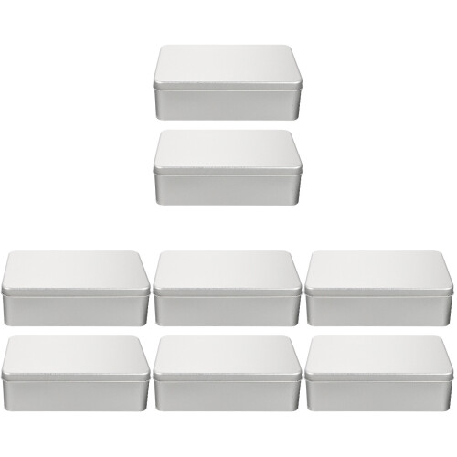 8Pcs Silver Tinplate Candy & Cookie Boxes Sturdy Home Use Storage
