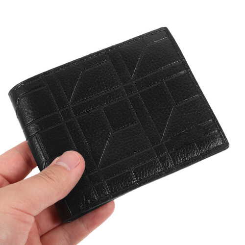 2Pcs Black PU Bifold Wallet Small Portable Card Holder 2