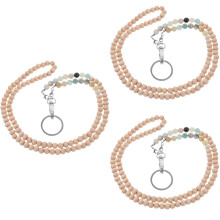 3St Kralen Lanyard Lichtbruin Voor Id-Kaarten En Sleutels