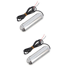 2Pcs LED Waterproof Underwater Boat Light Silver Stainless Steel Decor