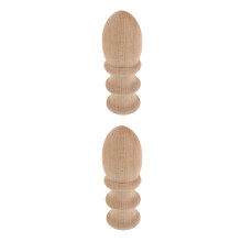 2Pcs Unfinished Beige Wood Finials for Furniture Posts Home Decor DIY