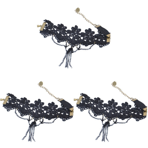 3Pcs Black Adjustable Tassel Armlet Vintage Cuff Accessory Gift