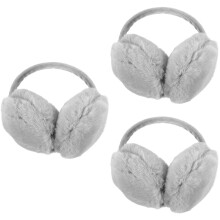 3Pcs Womens Grey Furry Earmuffs Warm Ear Protection Plush Ear Warmers
