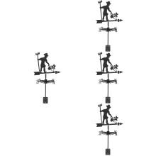 4Pcs Vintage Style Black Iron Weather Vanes for Outdoor Garden Use