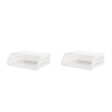 2Pcs White Wall-Mounted Plastic Storage Shelf for Kitchen and Bathroom