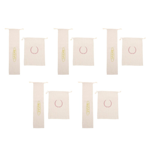10Pcs Linen Bread Bags Reusable Drawstring Food Storage Loaf Holders