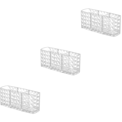 3Pcs Clear Multifunctional Makeup Brush Holder and Pen Storage Box