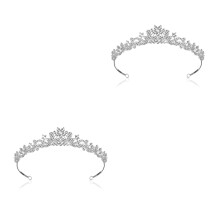 2Pcs Elegant Rhinestone Crystal Flower Headband Tiara