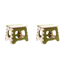 2Pcs Portable Green Folding Stool Foldable Step Stool for Travel Use