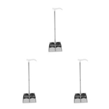 3Pcs Stainless Steel Long Handle Dustpan Heavy Duty Silver Home Use
