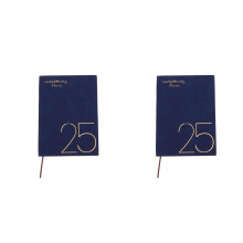 2Pcs Household Planner Book Dark Blue PU Time Management Notebook
