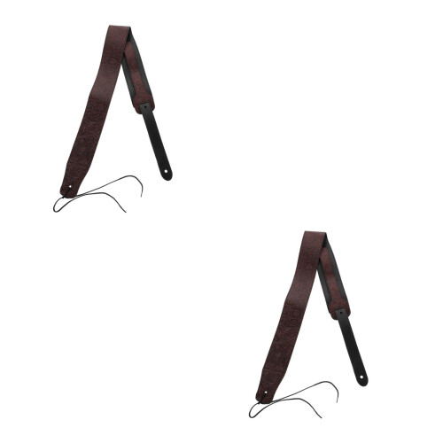 2Pcs Durable Dark Red PU Bass and Guitar Strap for Instruments