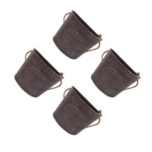 4Pcs Durable Iron Wall Hanging Flowerpot Grey Retro Style Plant Holder