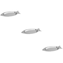 3Pcs Stainless Steel Fish Tray Silver Food Plate for Tableware