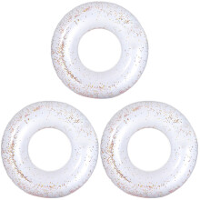 3Pièces Anneaux De Natation Piscine Gonflables PVC Séquins Argentés