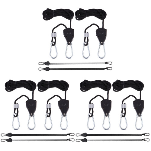 12Pcs Adjustable Ratchet Rope Hanger for Grow Light Black Strong