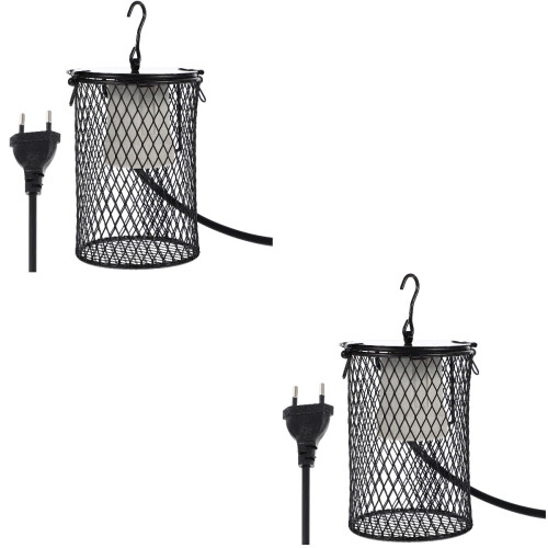 2Pcs Black Reptile Tank Lamp Cover Durable Heating Lamp Protector