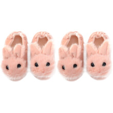 2Pairs Lovely Pink Bunny Shape Slippers Kids Warm Winter Nonslip Shoes