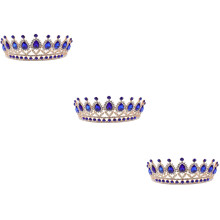 3Pcs Blue Alloy Bridal Crowns Wedding Headpiece for Brides Women