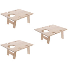 3Pcs Foldable Wine Tables Portable Wooden Square Serving Desk for Home