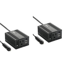2Pièces Inverseur Auto USB Double 150W Refroidissement Compact Noir