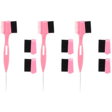 3Sets Tragbarer Augenbrauenkamm Mit Nylonborsten Und Ersatzköpfen Rosa