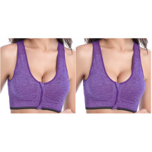 2Pcs Breathable Purple Yoga Bra Sports Vest Padded for Running Workout