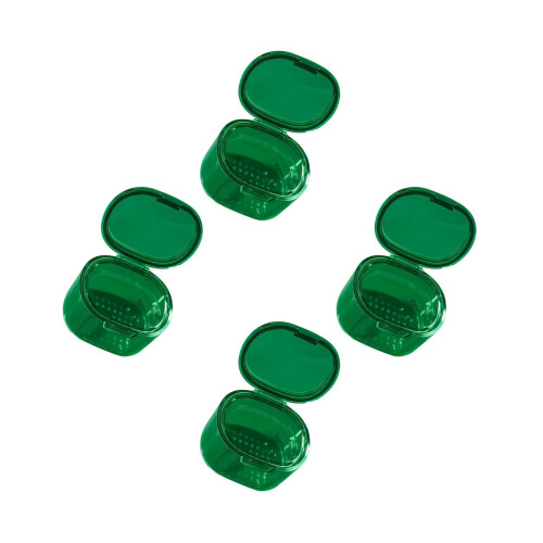 4Pcs Small Retainer Case Green Screw Cap Leak-Proof Braces Storage Box