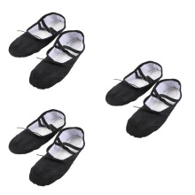 3Pairs Black Ballet Dancing Shoes with Anti-Slip Sole for Long Wear