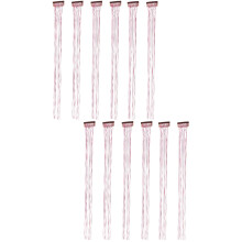 12Pièces Extensions Pailletées Rosées Accessoires Tinsel Femme
