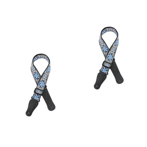 2Pcs Blue Adjustable Thickened Cotton Guitar Shoulder Strap