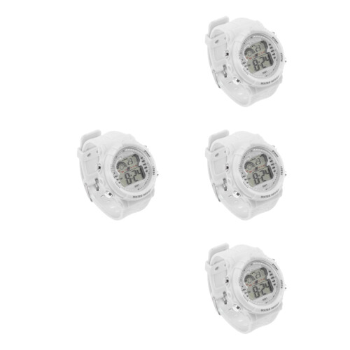 4Pcs Outdoor White LED Digital Sports Watch Multi-Function Waterproof