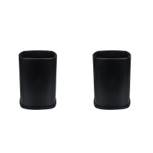 2Pcs Stainless Steel Trash Can Black Square Waste Bin for Home Office