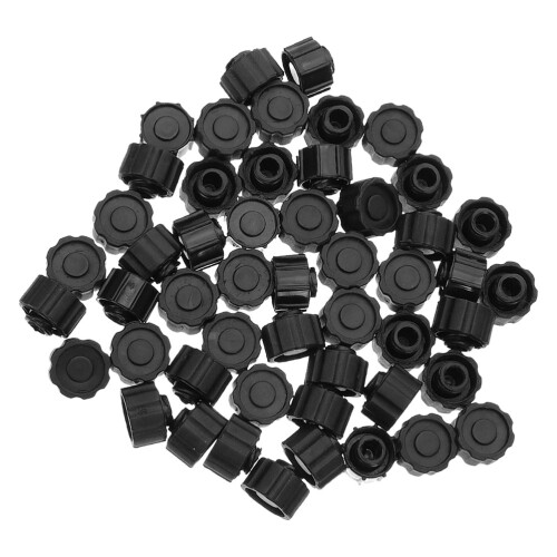 50Pcs Syringe Adapter Caps Black PP Reusable Tip Caps for Laboratory 2