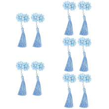 10Pcs Blue Floral Hair Clips with Tassel for Prom and Ceremony