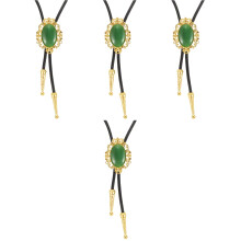4Pièces Cravates Bolo Vert Vintage Agate Pour Femme Et