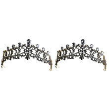 2Pcs Chic Baroque Crown Alloy Rhinestone for Wedding Events