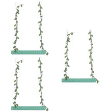 3Pcs Wood Parakeet Perch Stand Light Green Parrot Cage Swing Toy