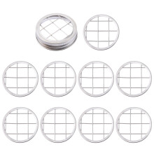 11Pc Stainless Steel Flower Jar Lids for Home Use Silver Canning Caps