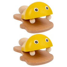 6Pcs Kids Wooden Castanet Toy Yellow Fish Shape Musical Instrument